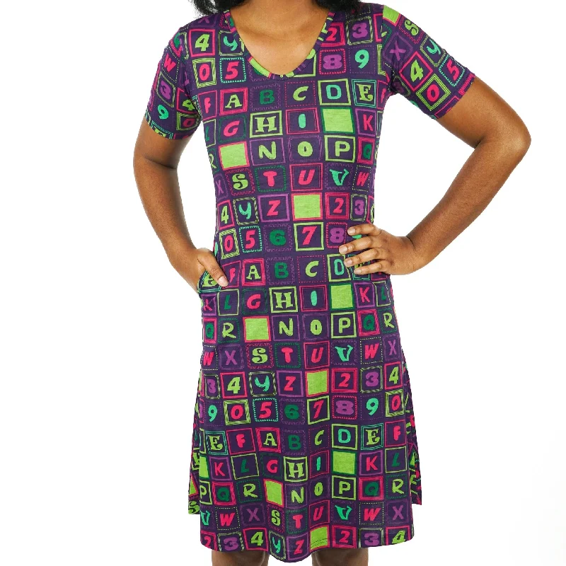 Alphanumeric A-Line Dress (No Waist Seam) [FINAL SALE] Tunics Chinos classic