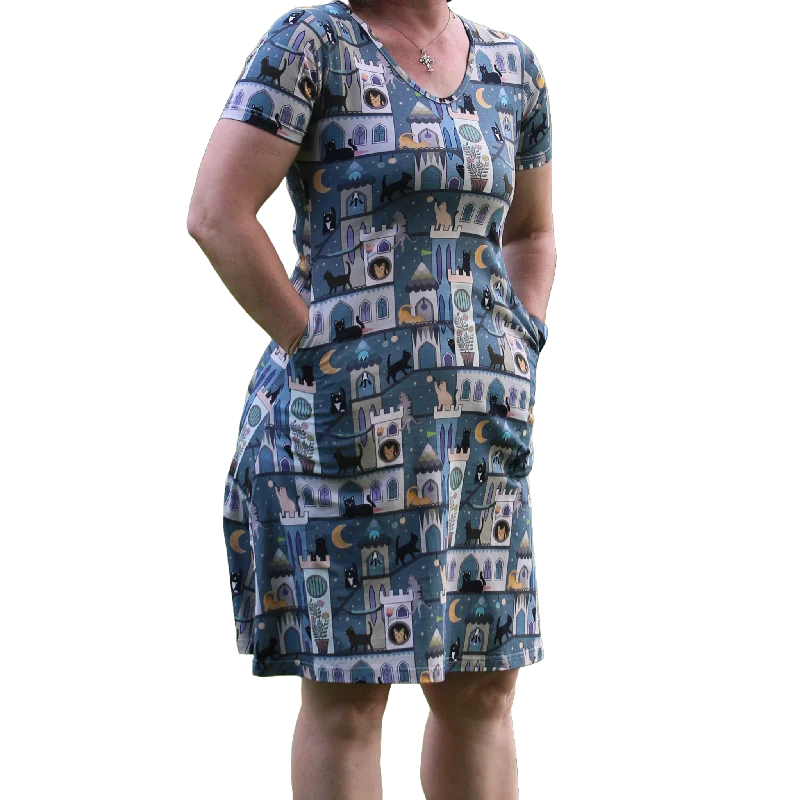 Cats and Castles A-Line Dress (No Waist Seam) Tunics Velvet soft