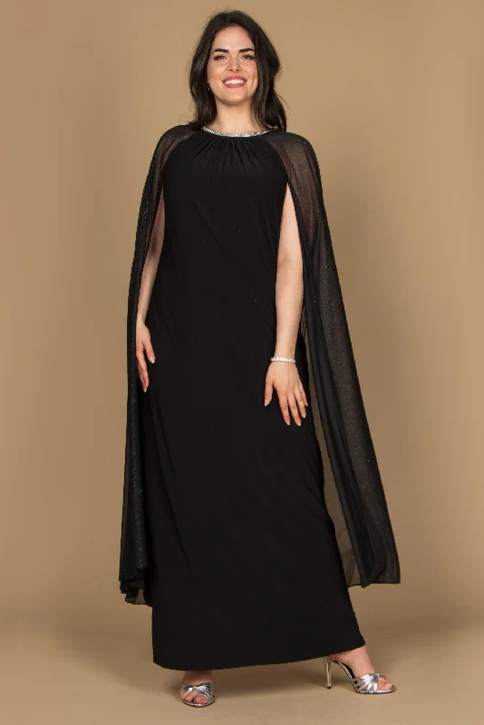 R&M Richards 2662W Long Plus Size Formal Cape Dress Bodycon Club Sequined