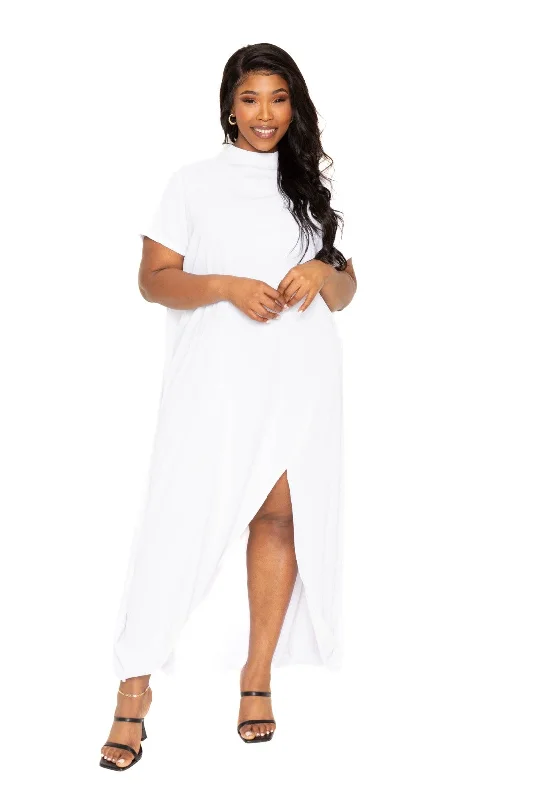 Mock neck back cape dress Boatneck Modish Everyday