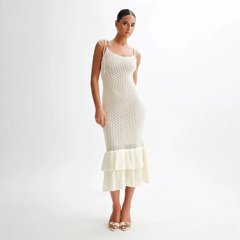 Knitted Fishtail Dress with High Waist Tunics Practical easy-care
