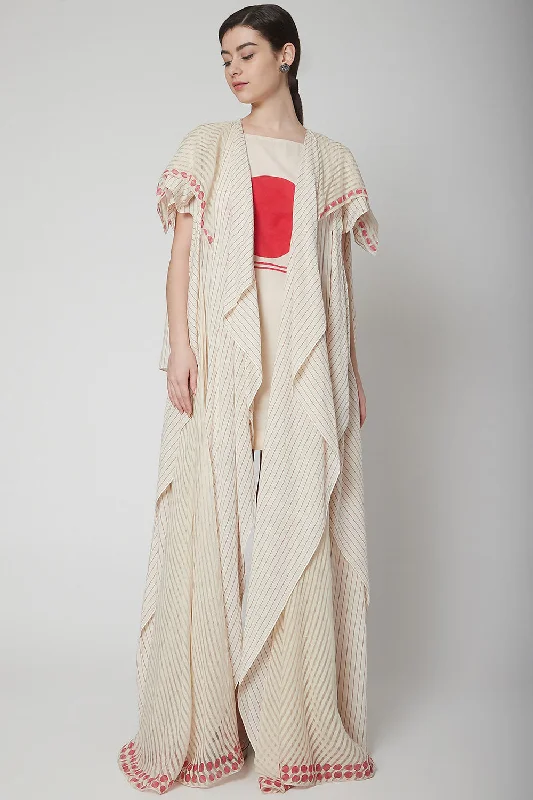Printed Beige Cape With Dress Tunics Designer luxury