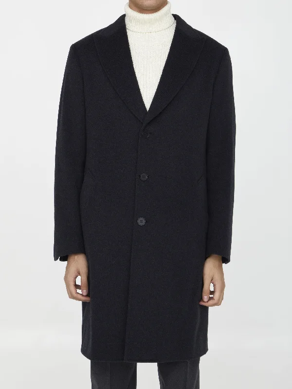 Anthracite Wool Coat Fur-Trimmed Winter Coat