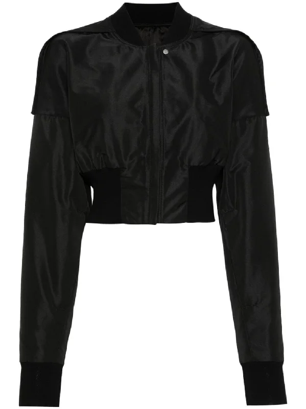 Rick Owens Coats Black Stretch Fit Moto Jacket