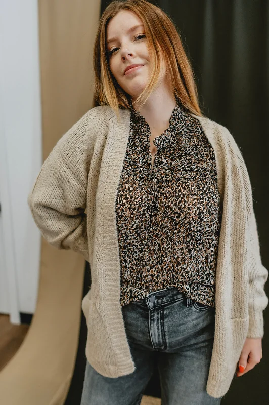 The Omira Cardigan - Oatmeal Faux Fur Fabric Real Fur Fabric Shearling Fabric